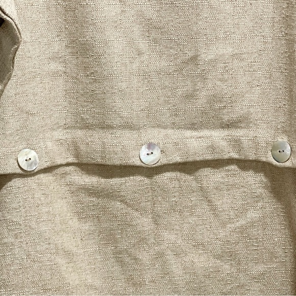 ARHAUS Euro Pillow Cover Green Beige Silk Dupioni Reverses To Linen Weave 29X29 - Picture 5 of 5